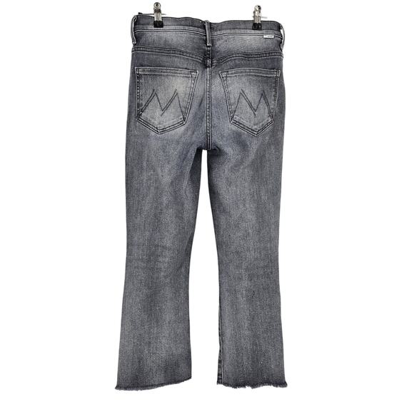 Mother The Insider Crop Step Fray Jeans Black Gray Bootcut High Waist Size 26 - Picture 2 of 7